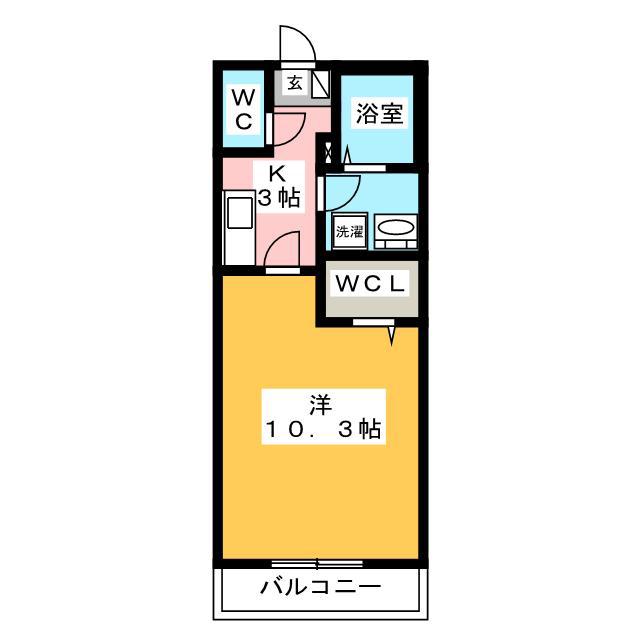 ビオーラ光(1K/1階)の間取り写真