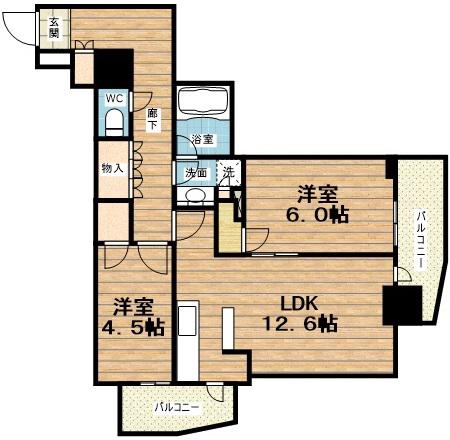 ローレルタワー堺筋本町(2SLDK/20階)の間取り写真