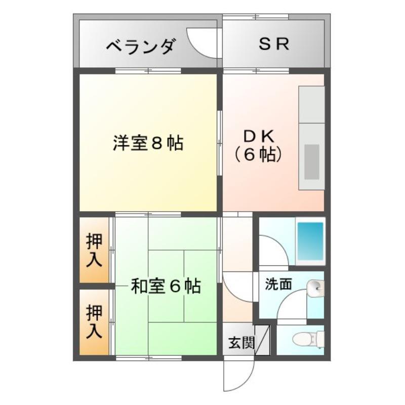 榊原ハイツ(2DK/2階)の間取り写真