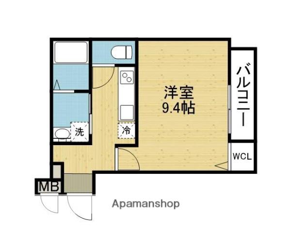 プランドール勝山(1K/2階)の間取り写真