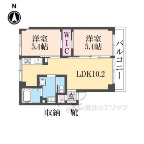 カサヴェール塚口(2LDK/3階)の間取り写真