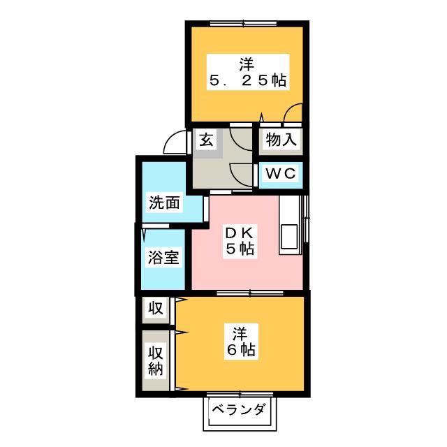 サンスリーゼ C(2K/2階)の間取り写真