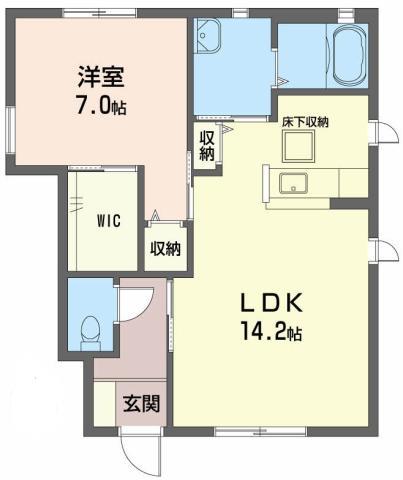 シャーメゾン霧ケ峰 D棟(1LDK/1階)の間取り写真