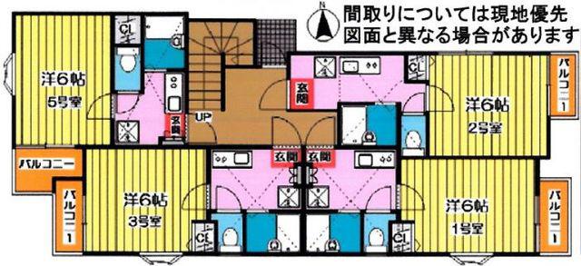 ピュア別府伍番館(1K/2階)の間取り写真