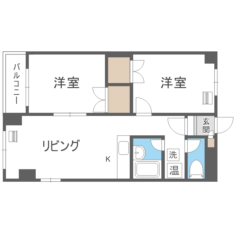 ネスト南13条(2LDK/5階)の間取り写真