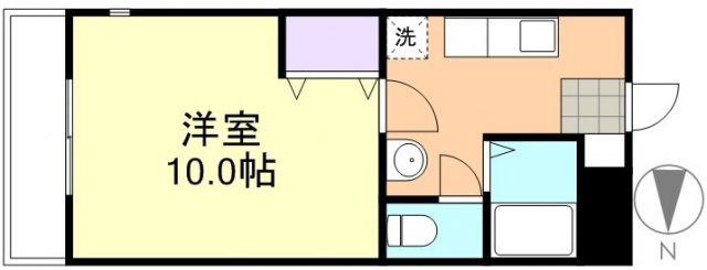 エスポワール(1K/4階)の間取り写真
