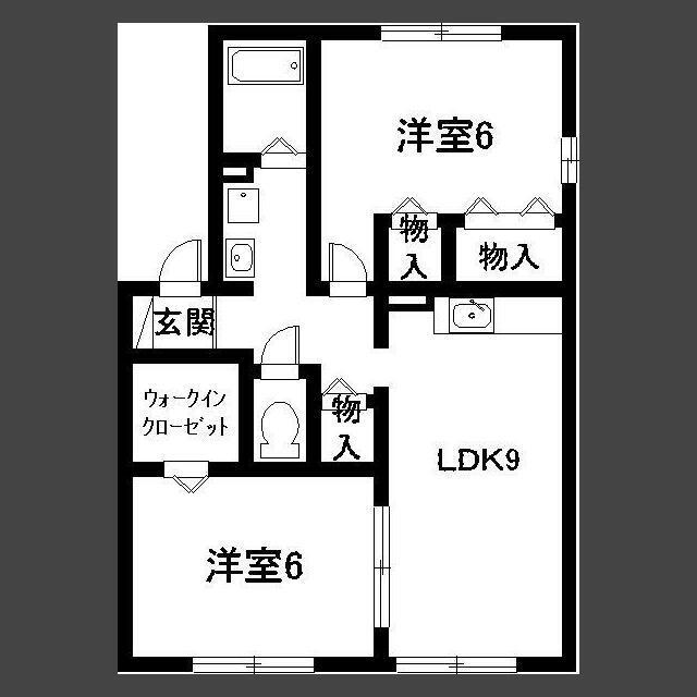 ヴィレッジさくらC棟(2LDK/1階)の間取り写真