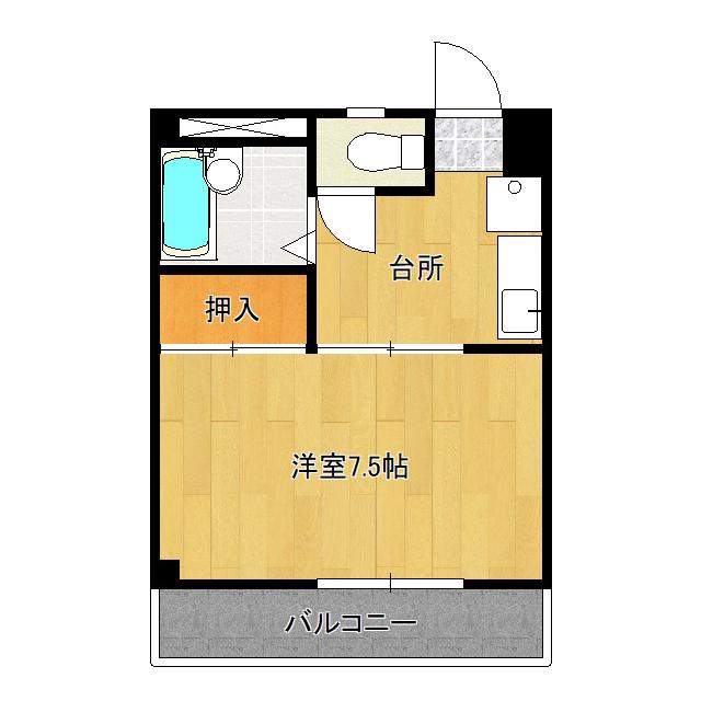 コーポクリークサイド(1K/1階)の間取り写真