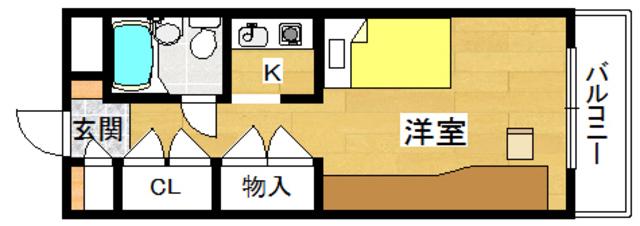 ビエラコート高槻(1K/2階)の間取り写真