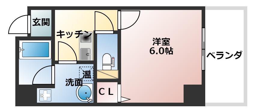 メゾンルージュ谷町(1K/4階)の間取り写真