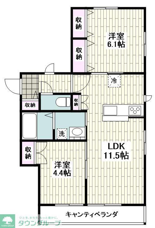アインス(2LDK/1階)の間取り写真