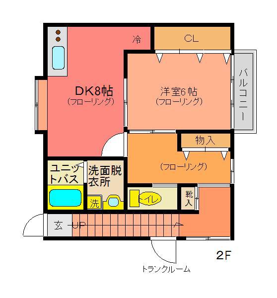 かながわハイツ(1DK/2階)の間取り写真