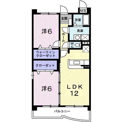 グランディール・S(2LDK/2階)の間取り写真