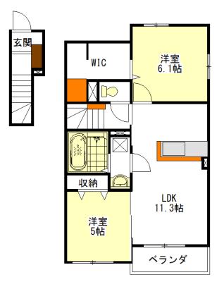 フロンティア TH II(2LDK/2階)の間取り写真