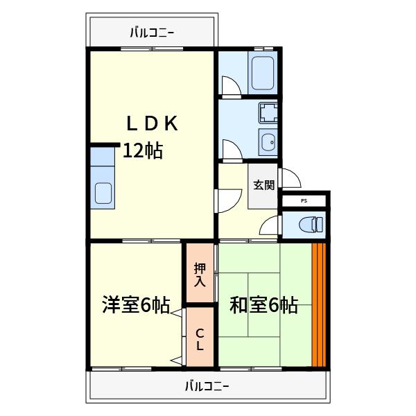 マンションTAKAYAII(2LDK/1階)の間取り写真