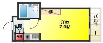 シャトー相川(1K/3階)の間取り写真