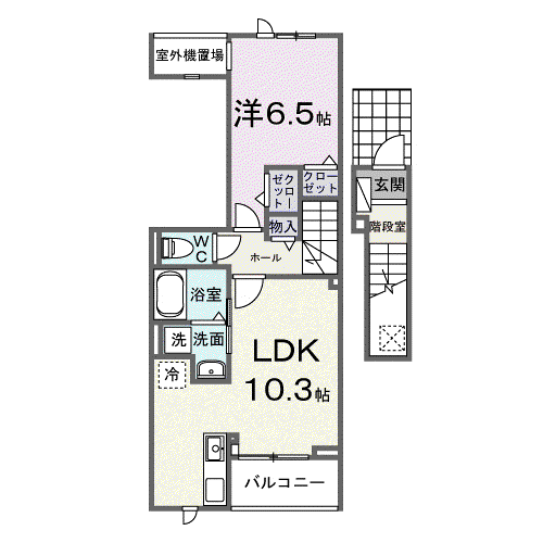 リシェール(1LDK/2階)の間取り写真