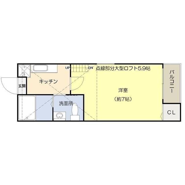 コンパートメントハウス与野本町(1K/1階)の間取り写真