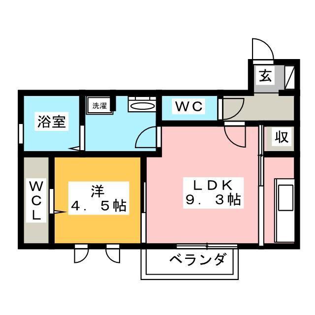 CLE DU BONHEUR2(1LDK/1階)の間取り写真
