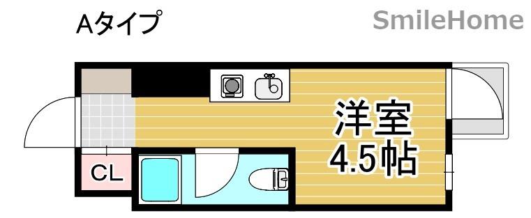 ロイヤルレスト西(ワンルーム/1階)の間取り写真