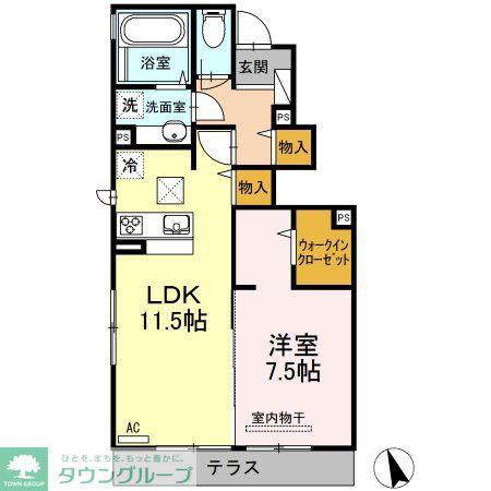 プランドールコート(1LDK/1階)の間取り写真