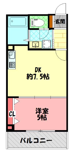 VILLETTA新森公園(1DK/2階)の間取り写真