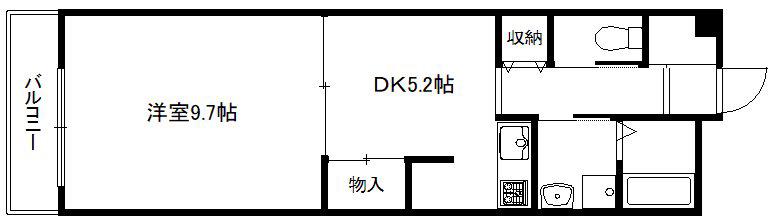 プレアデス桃山(1DK/5階)の間取り写真