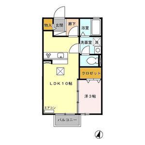 リビングタウンかじま台 D棟(1LDK/1階)の間取り写真