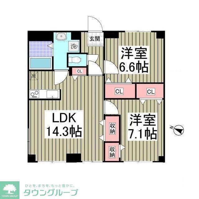 エンデカ東浦和(2DK/2階)の間取り写真