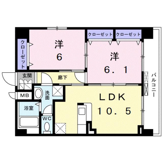 ヴィラ・グレイス(2LDK/5階)の間取り写真