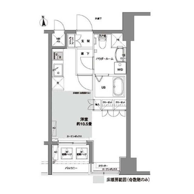 コンフォリア芝公園(ワンルーム/6階)の間取り写真