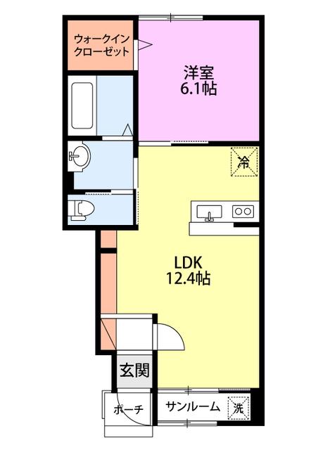 IRODORI(1LDK/1階)の間取り写真