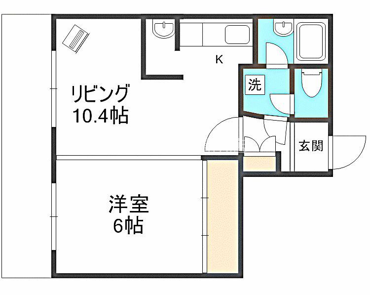 リバーサイド共応(1LDK/3階)の間取り写真