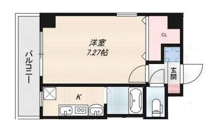 ラフォンテ十三(1K/7階)の間取り写真