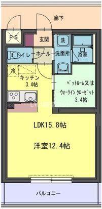 コルトーナ壱番館(1SK/1階)の間取り写真