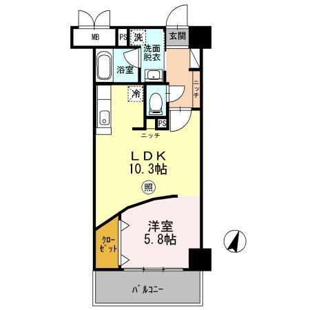 グランドウェルストーン(1LDK/5階)の間取り写真