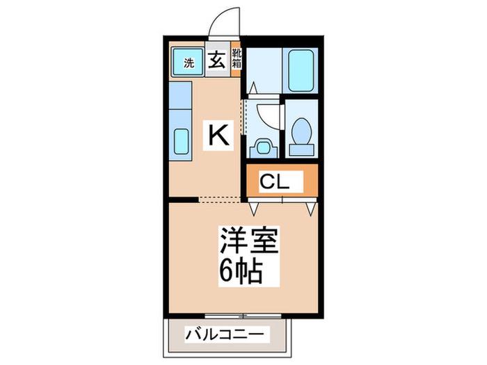 ラルゴ羽曳野(1K/2階)の間取り写真