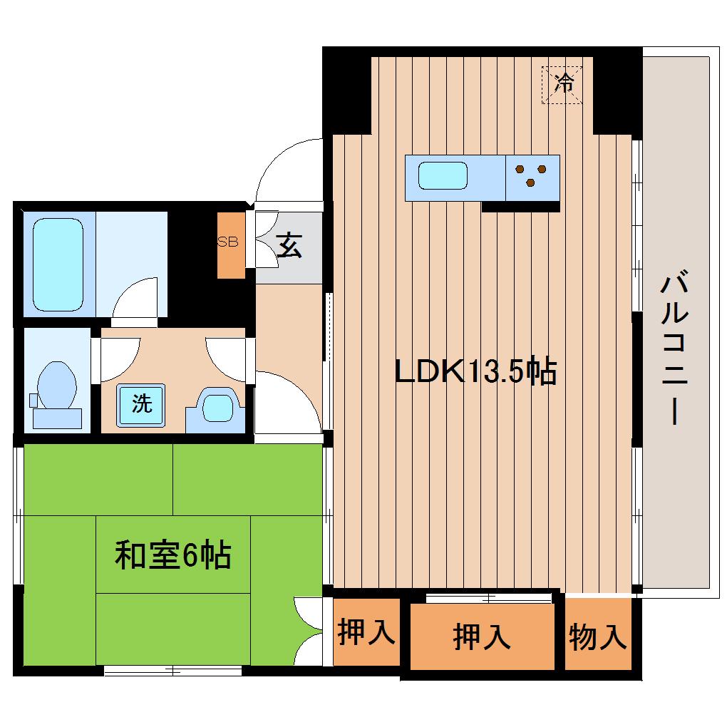 安養寺アパート(1LDK/1階)の間取り写真