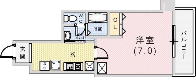 ラフォンテ春日野(1K/4階)の間取り写真