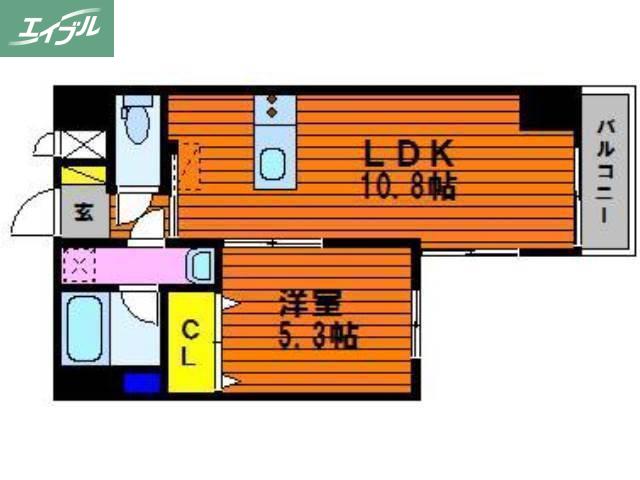 エスコパークヒルズ問屋町(1LDK/9階)の間取り写真