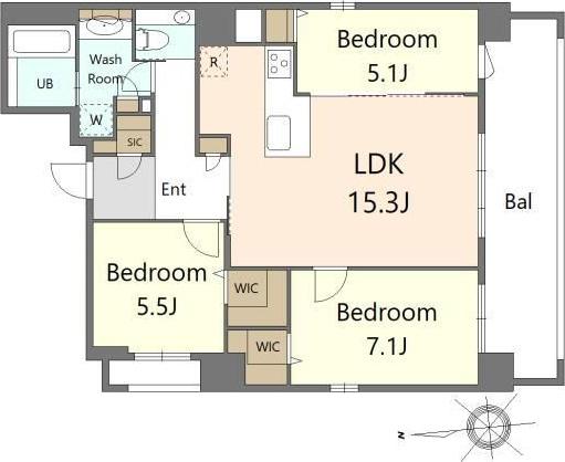 S-RESIDENCE大手門AWESOME(3LDK/3階)の間取り写真