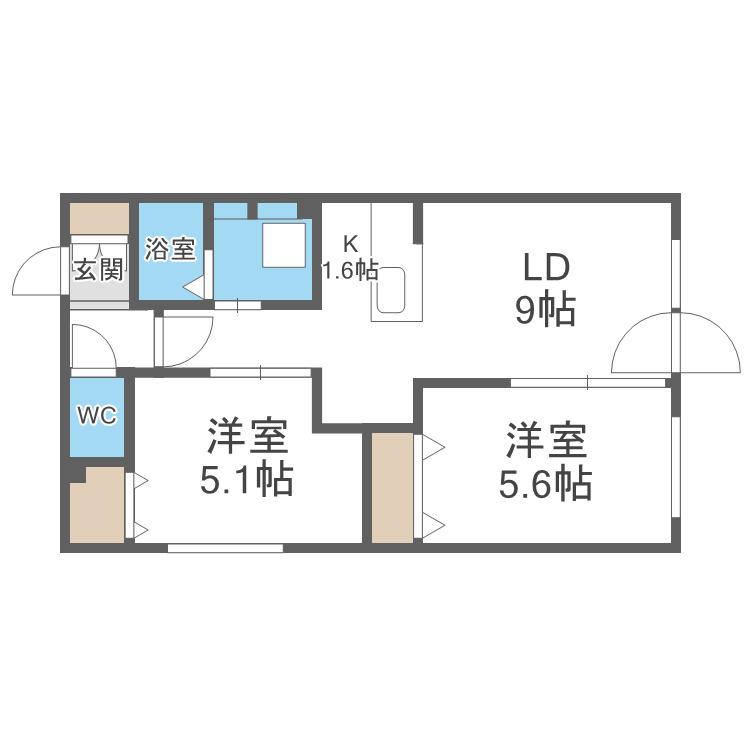 J-ECOA美園A(2LDK/4階)の間取り写真