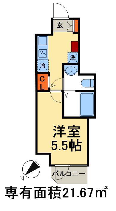GENOVIA 西千葉(1K/9階)の間取り写真