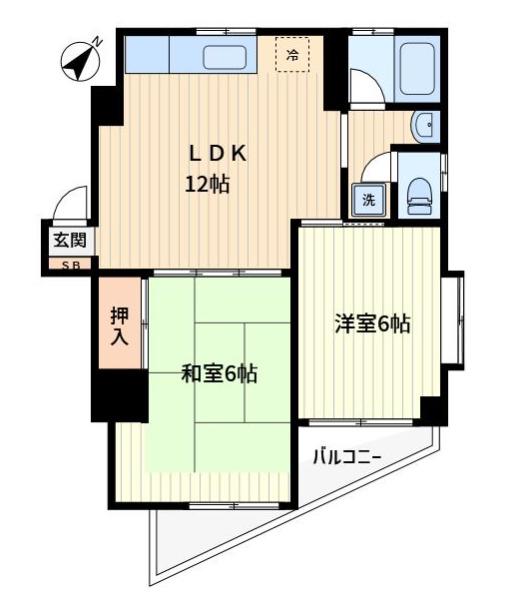 グリーンヒル文京(2LDK/6階)の間取り写真