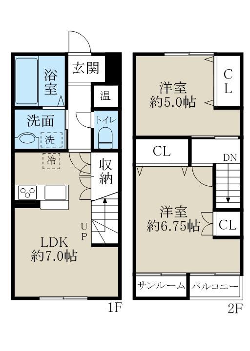 グリーンコート水道町(2LDK/1階)の間取り写真