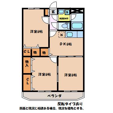 セレッソ安曇野(3DK/3階)の間取り写真