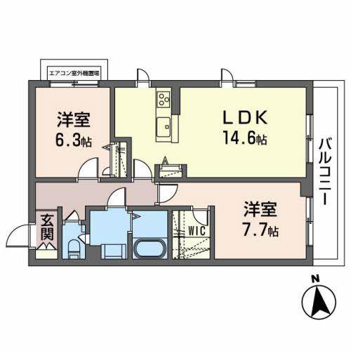 ザ・ガーデンコートハウス(2LDK/2階)の間取り写真
