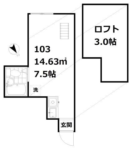 リベール大井町(ワンルーム/1階)の間取り写真