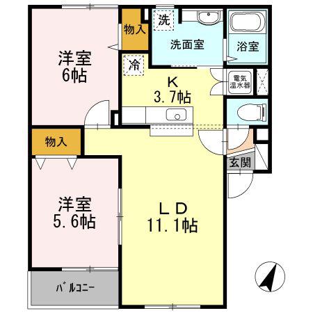 パレット(2LDK/2階)の間取り写真