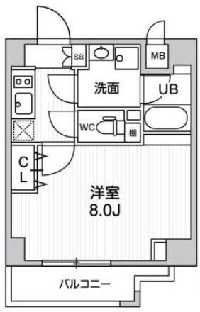 ALTERNA菊川II(1K/6階)の間取り写真
